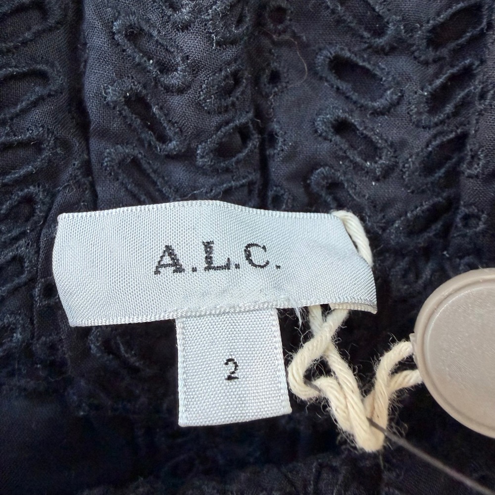 NWT A.L.C. Black Eyelet Paperbag Waist Shorts High Rise Drawstring Size 2 Chic - Picture 5 of 13